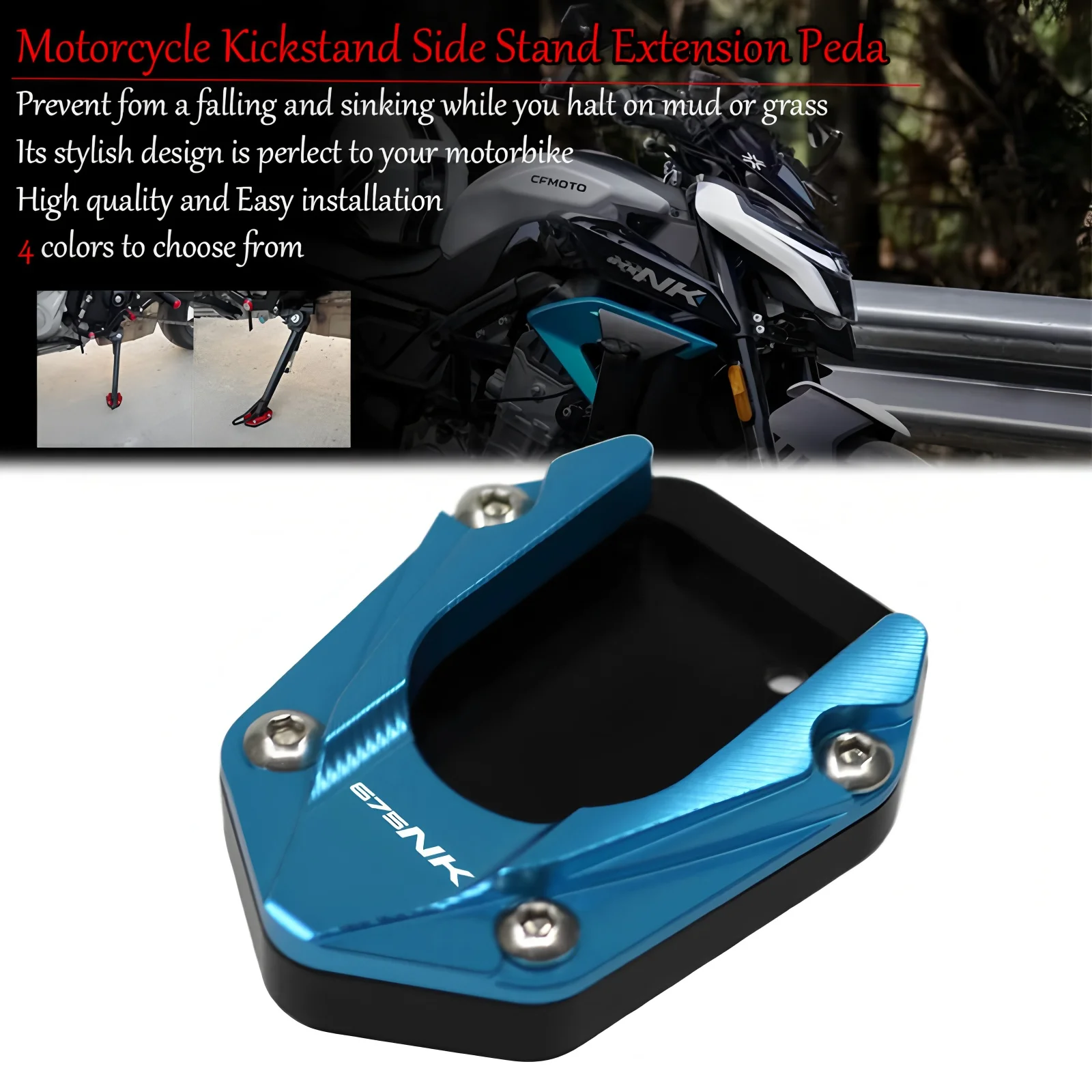 

For CFMOTO 675NK NK675 NK 675 2025 Enlarger Extension Plate Motorcycle Kickstand Side Stand Foot EnlargePedal