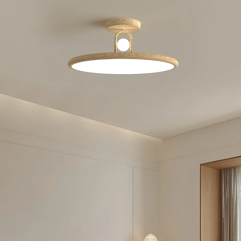 

Nordic Wood Grain Ceiling Lights Creative Design LED Ceiling Lamp for Bedroom Balcony Bathroom Interior Lighting Art Chandelier