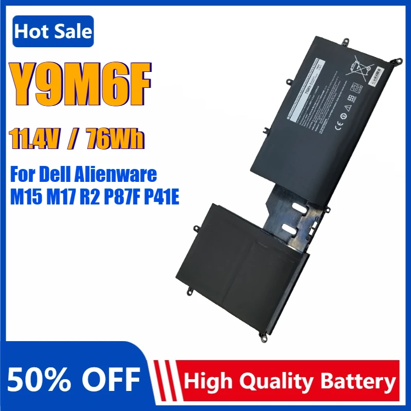 

Новый аккумулятор для ноутбука Y9M6F для Dell Alienware M15 M17 R2 P87F P41E YM9KC 08K84Y ALW15M C7XD9 D4958W D4738W R4958W D4505B D4746W
