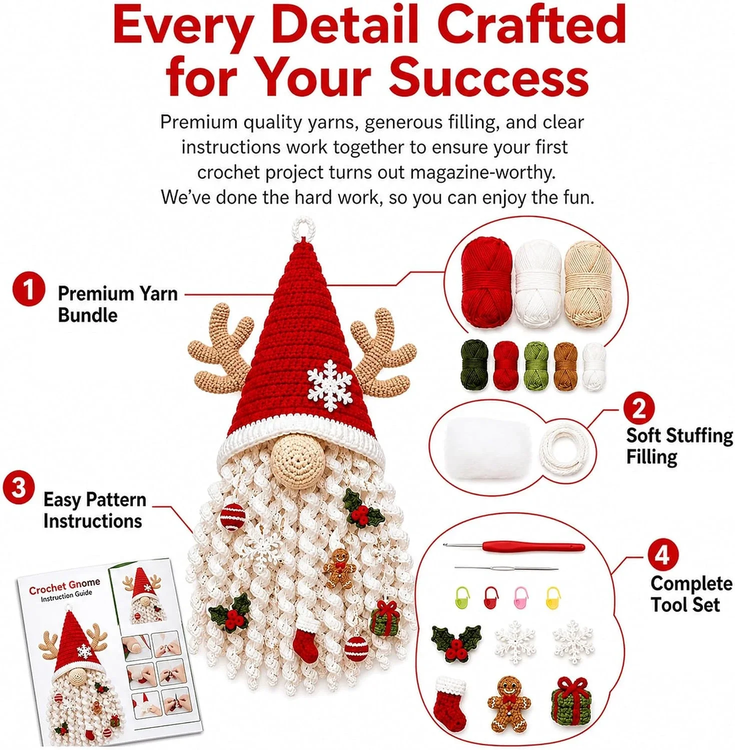 DIY Holiday 3D Crochet Door Hanger Kit Collection,Handmade Wall Hanging,Farmhouse Rustic Holiday Porch Decor for Beginners