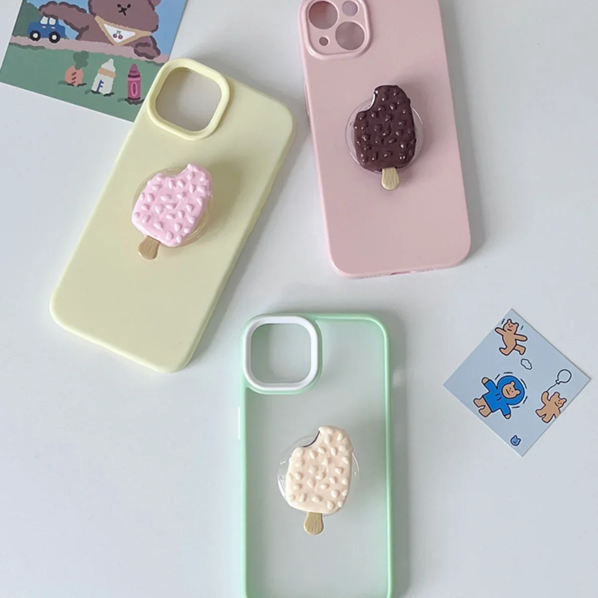 

Милый мультяшный 3D шоколадное мороженое Griptok кронштейн для IPhone 16, милый универсальный держатель для телефона, кольцо-подставка, ручка Tok