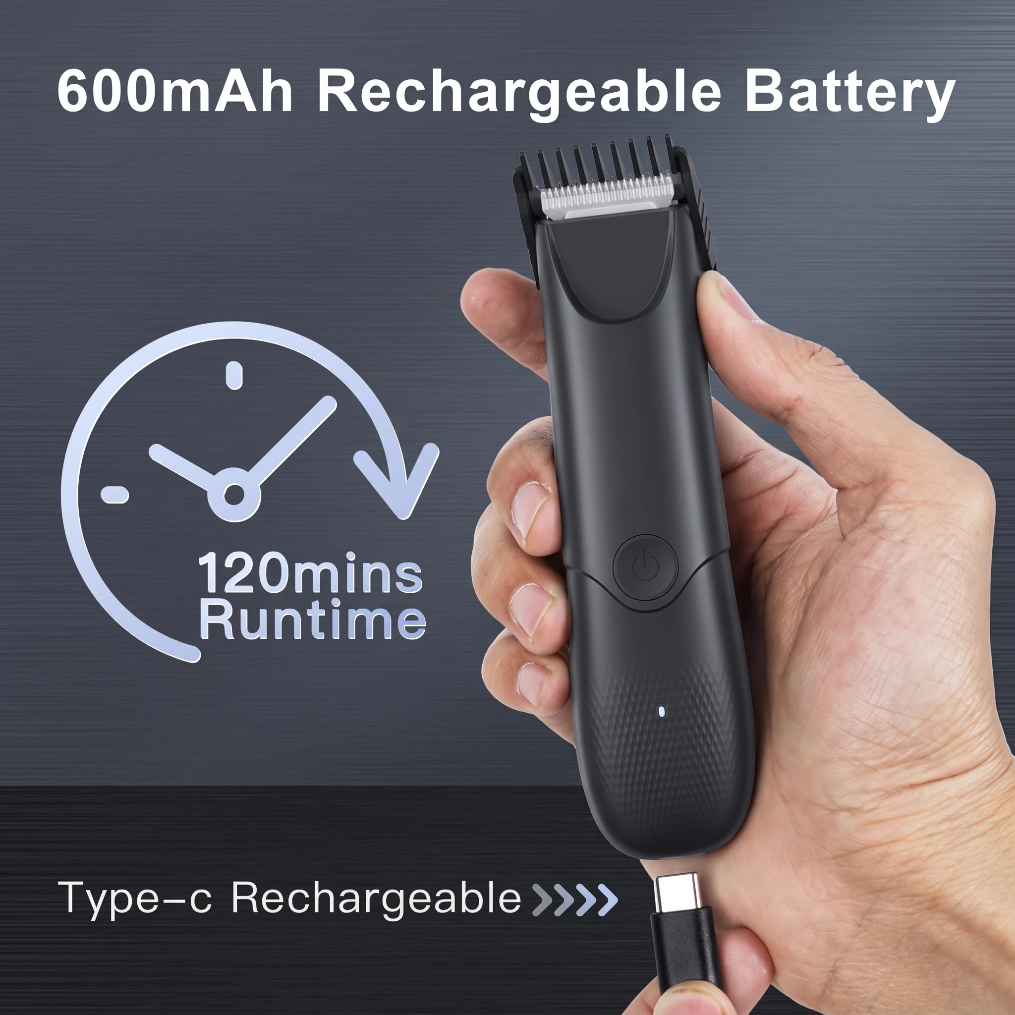 Electric Trimmer for Men's Groin Hair: Versatile Body Groomer and Waterproof Pubic Hair Trimmer with Replaceable Ceramic Blade