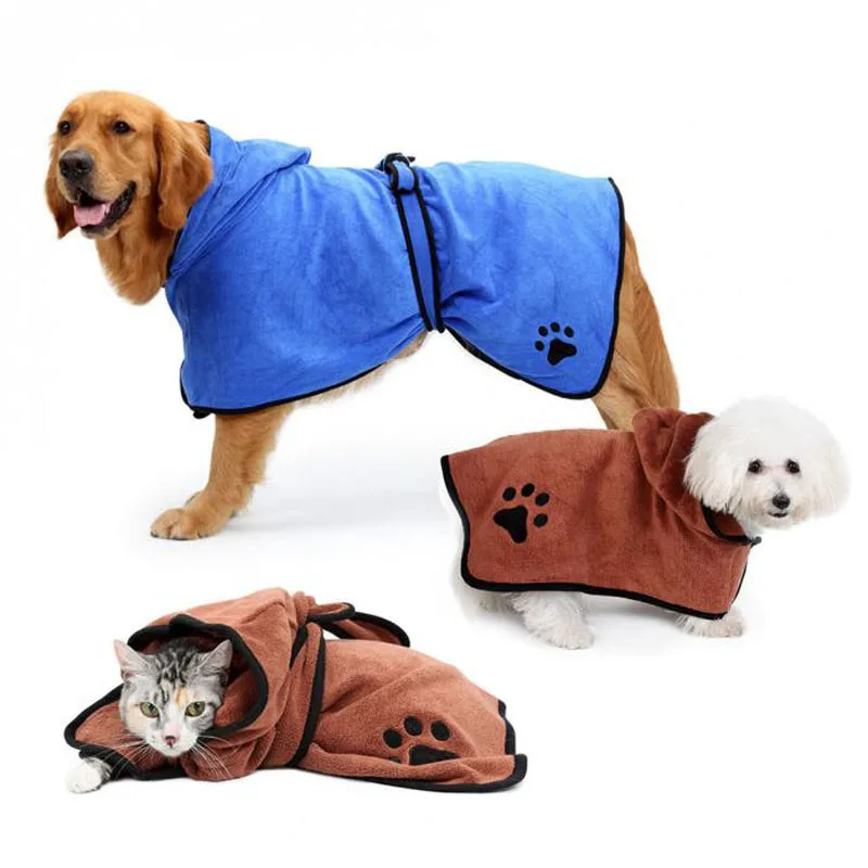 Dog Bathrobe Bath Towel Microfiber Pet Drying Coat Absorbent Towel for Large Medium Small Dogs Cat Fast Dry Dog Bath Accessories