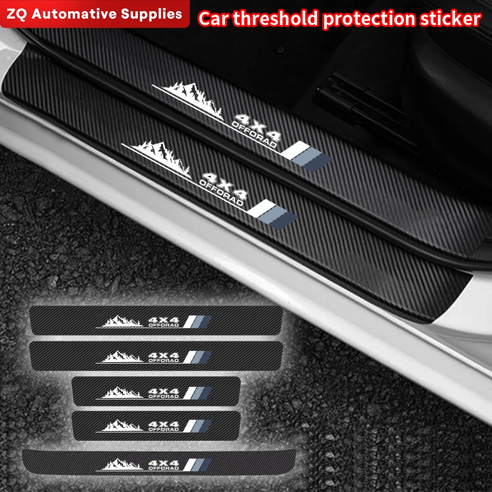 Carbon Fibre Car Stickers 4x4 Off Road Car Door Sill Trunk Bumper Threshold Side Anti Scratch Protector Sticker Cars Accessories