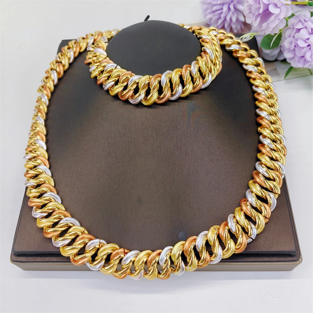 ESALE New Necklace And Bracelet Set Unique Dubai Fashion Jewelry Nigeria Bride Wedding Party Gift ﻿