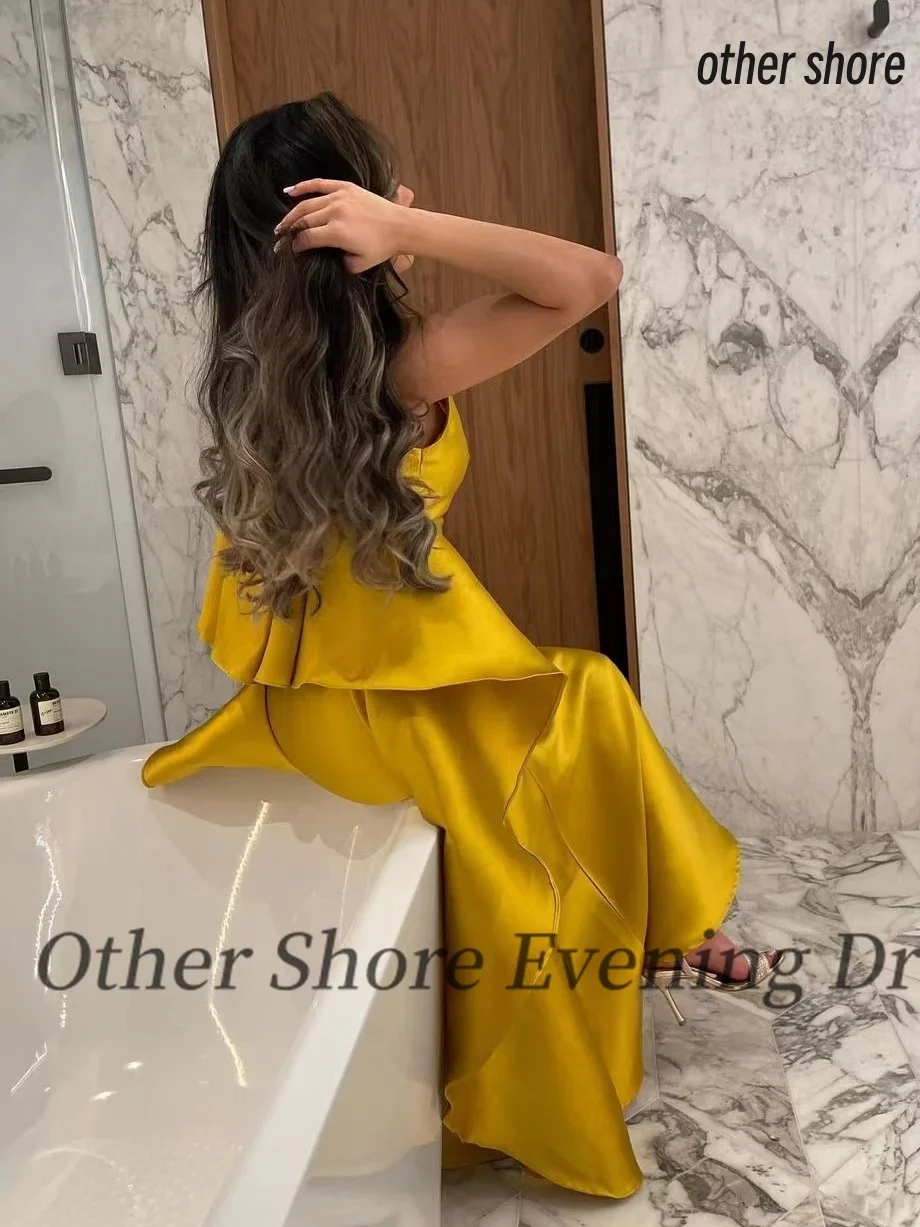 Other Shore Elegant Vintage Sexy Gold Mermaid Stylish Ruffle V-Neck Customize Formal Occasion Prom Dress Evening Party Gowns