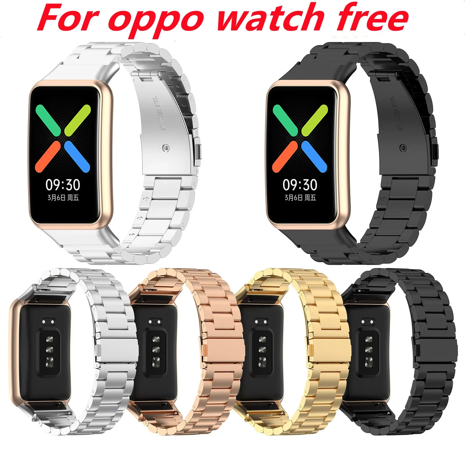 Correa de Metal de acero inoxidable para reloj Oppo, pulsera de reloj inteligente de 46mm gratis para reloj Oppo Serie, Correa gratis