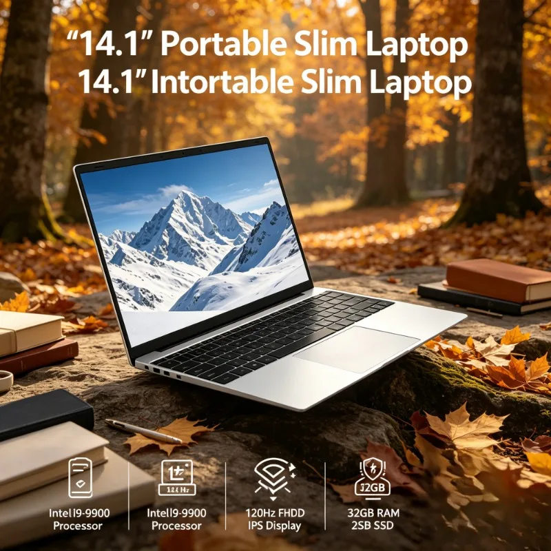 

14.1 Inch Portable Thin Notebook 120Hz FHD IPS Panel Intel Core i9-9900 32GB Large RAM 2TB Fast SSD Comfort Backlit Keyboard