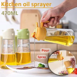 2 in1 470ML Glass Spray Oil Sprayer Bottle Spray Oil Dispenser Sauce Storage Jar for Kitchen Cooking BBQ Roasting Kitchen Tool