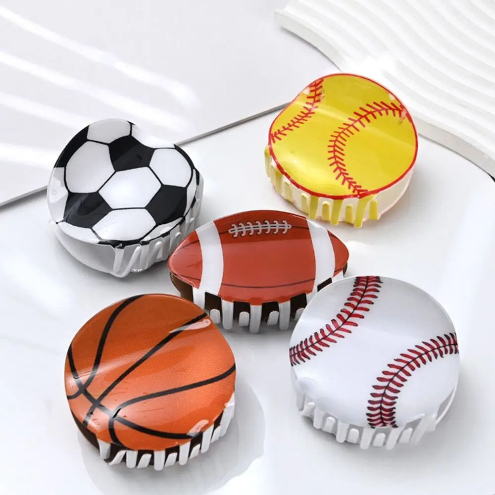 Creative Rugby Basketball Football Hair Claw Headwear Geometry Softball Hair Clip Acrylic Shark Clip Travel