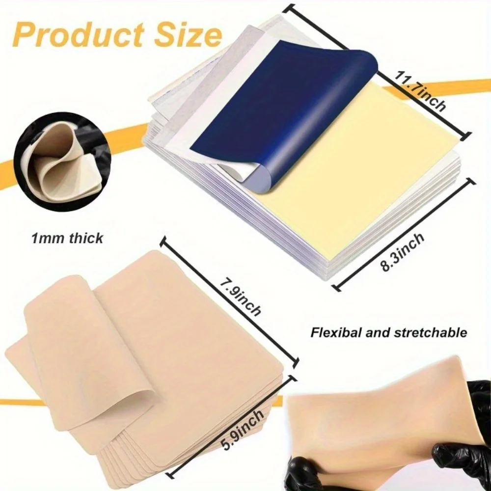 DQFART 60pcs Tattoo Kit 50Pcs Tattoo Transfer Paper and 10Pcs 1mm Tattoo Practice Skins