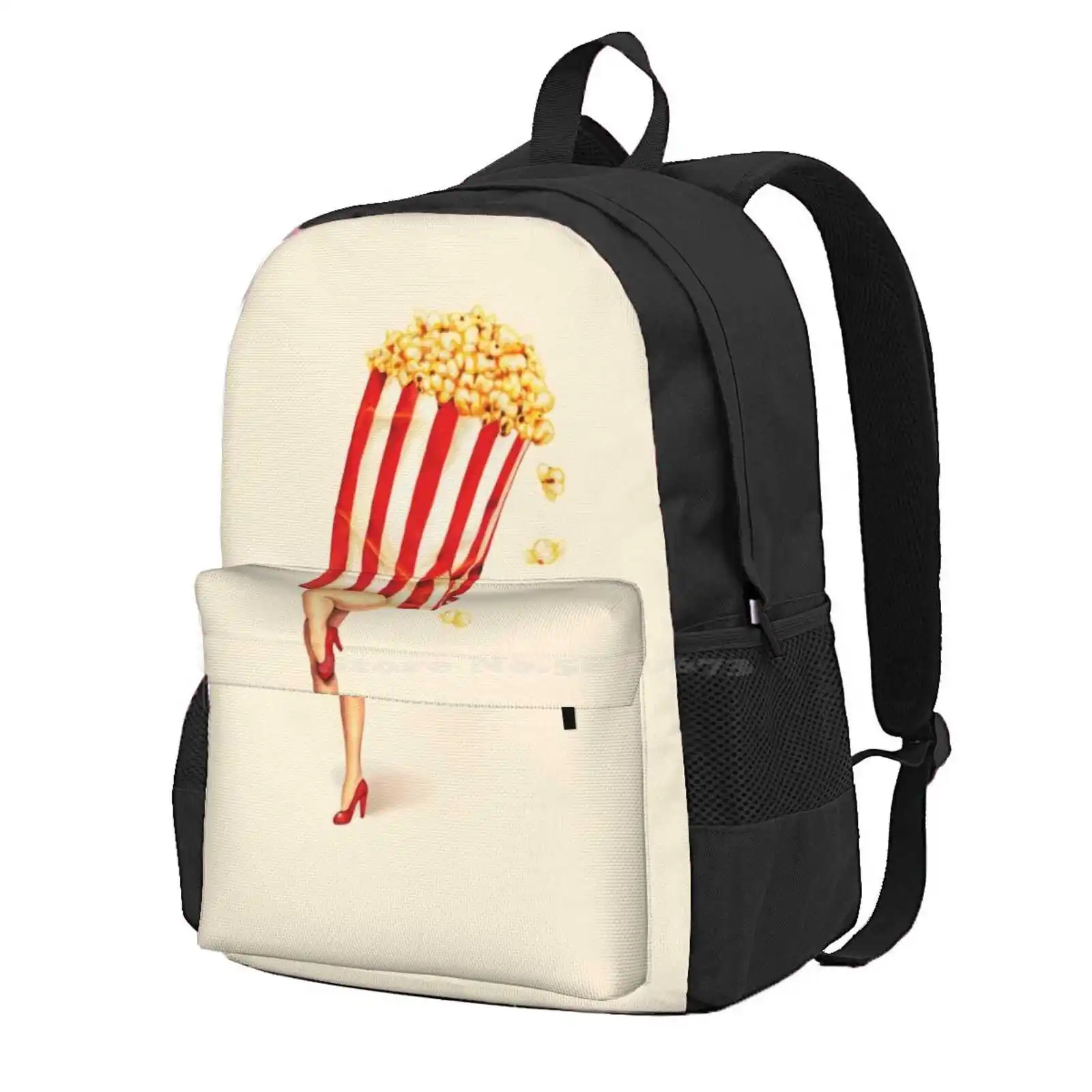 Let'S All Go To The Lobby - Popcorn Girl Hot Sale Schoolbag Backpack Fashion Bags Food Movies Theater Stripes Up Woman Vintage