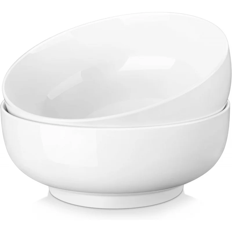 

114 OZ(10") Extra Large Salad Bowls Set of 2, Porcelain White Serving Bowls for Salad, Soup, Pasta and Dinner