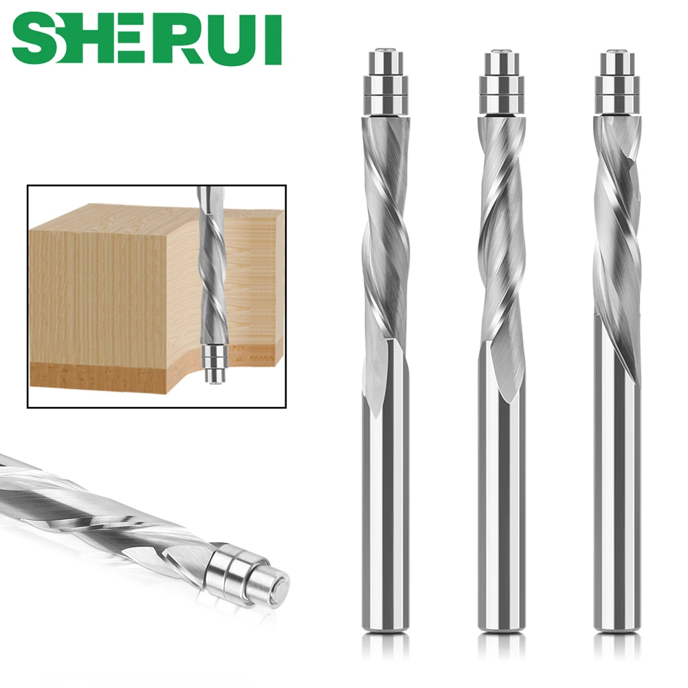 1-3 Stück 6,35mm Schaft Voll hartmetall lager geführt zwei Flöten bündig Trimm fräser Holz bearbeitungs fräser Schaft fräser Schaft fräser