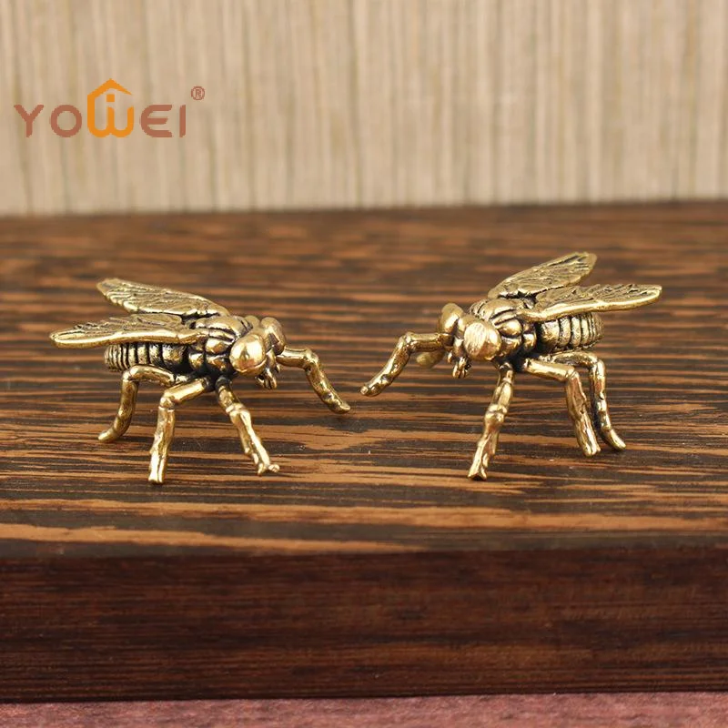 Latest 1Pcs Tea Pet s Animal Figurine Home Desktop Decoration Retro Brass Fly  Ornament Miniature Statue Vintage Craft