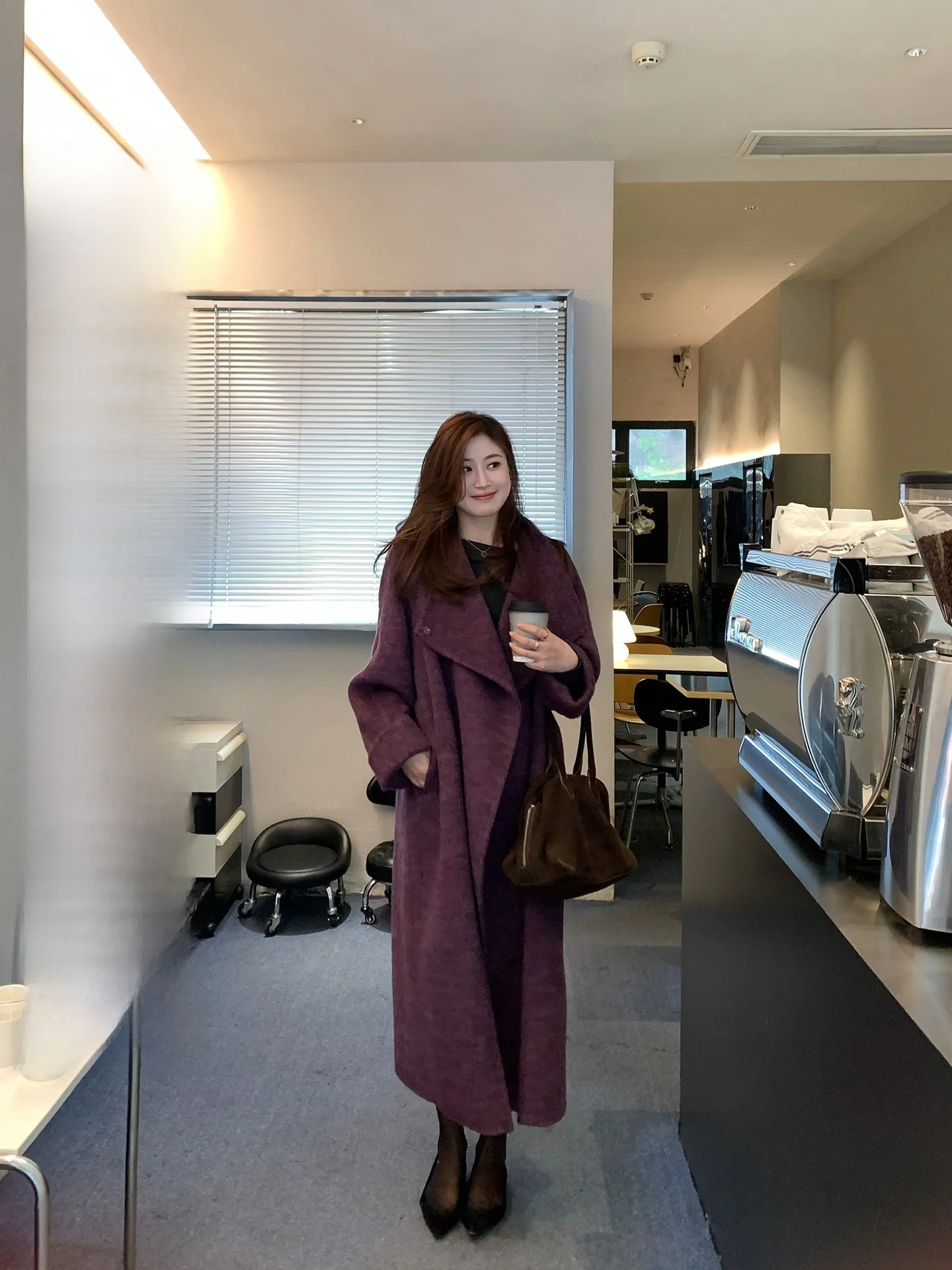 

Двустороннее шерстяное пальто «Провансский утренний туман» с длинными рукавами, женская зимняя верхняя одежда, повседневное, с отложным воротником