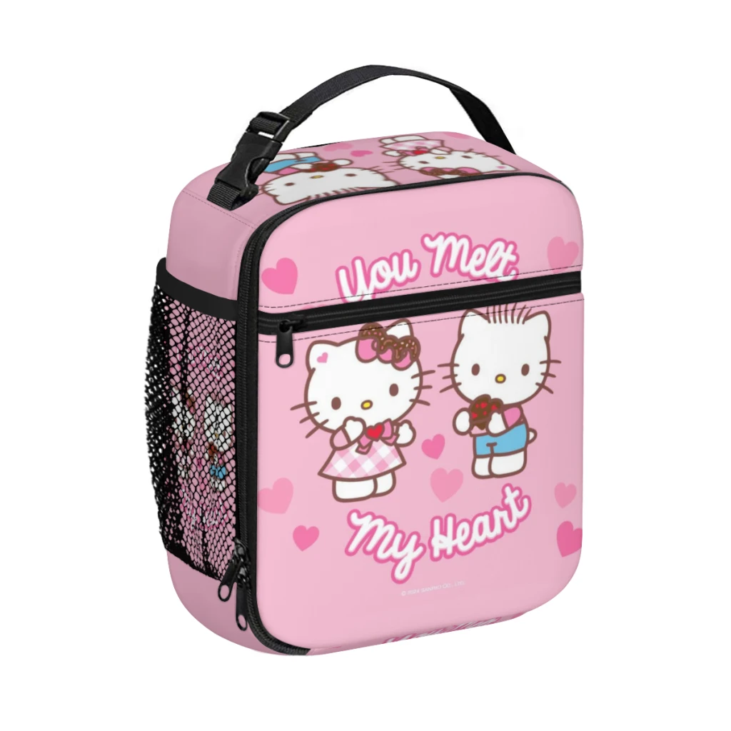 Hello-Kitty tas makan siang portabel, kotak makan siang pendingin tahan lama dengan tali bahu, tas piknik, kotak makan siang portabel