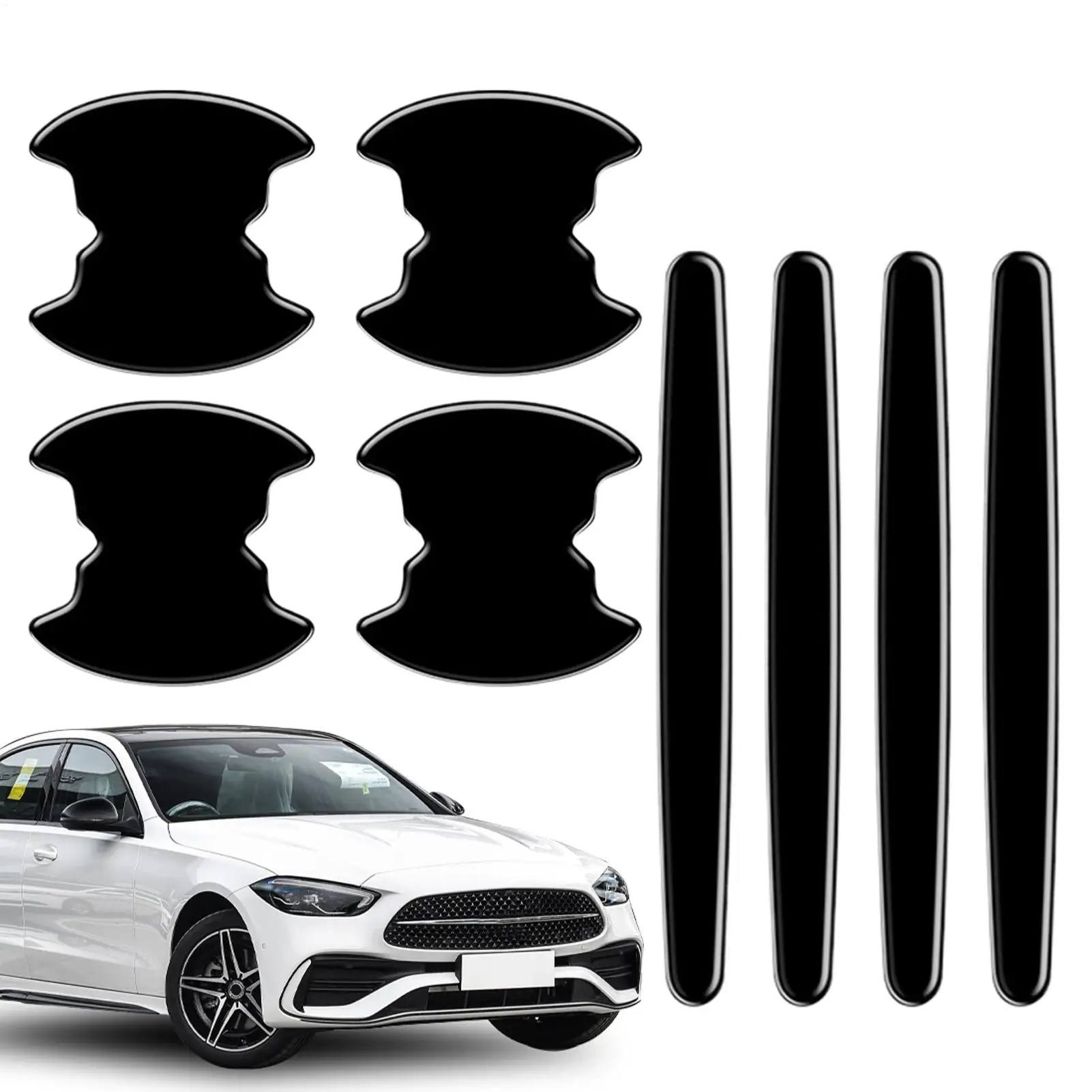 

8Pcs/Set Car Door Sticker Epoxy Resin Scratches Resistant Cover Auto Handle Protection Film Exterior Styling Car Accessories
