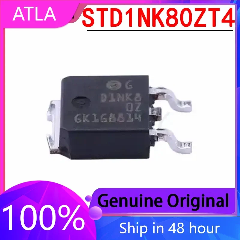 

10PCS New STD1NK80ZT4 Screen Printed D1NK8 Package TO-252 Field-effect Transistor (MOSFET) Original