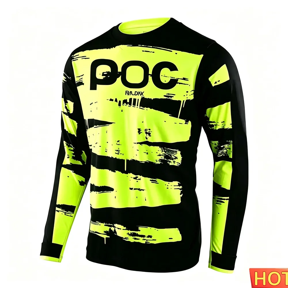 Unisex 3D All Over Mountain Bike Long Sleeve Jersey Black Fluorescent Green Brush Stroke Print MTB Off-road Cycling Sports Tops
