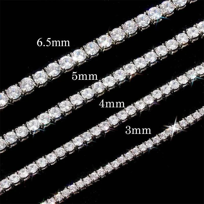 EWYA Real 2.5/3/4/5mm Full Moissanite Tennis Necklace for Women 925 Sterling Silver Diamond Neck Chains Necklaces Fine Jewelry