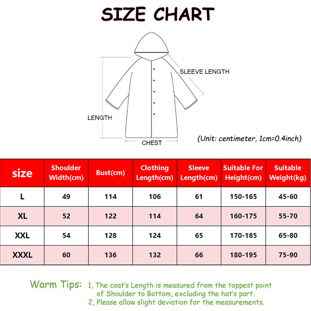 Black Adult Long Waterproof Raincoat Women Men Impermeable Rain Coat Hooded For Outdoor Hiking Travel Fishing Thickened Poncho