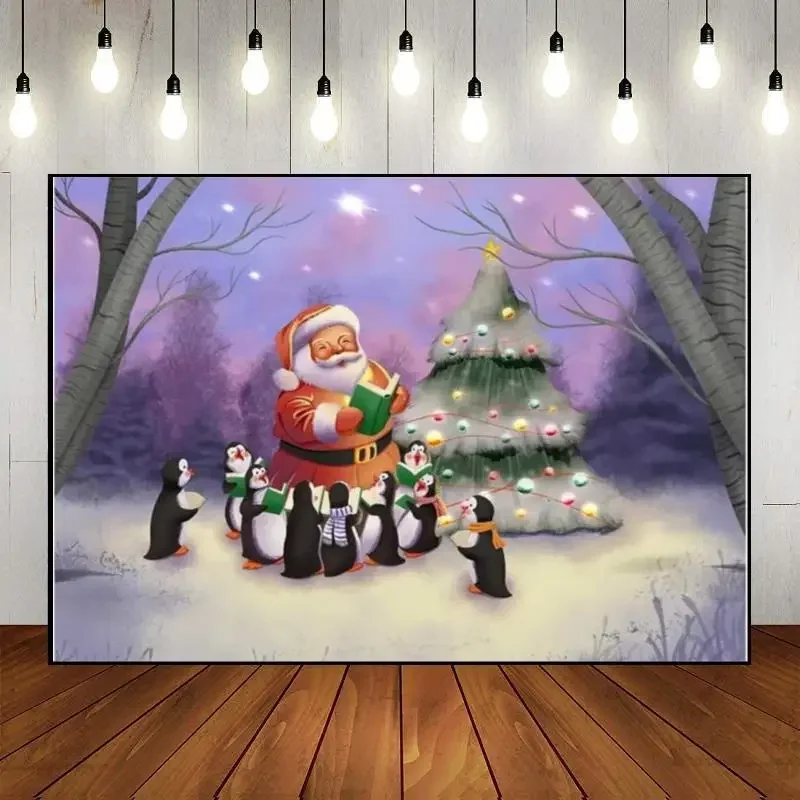 

Merry Christmas Xmas Cartoon Photography Backdrops Background Outdoors Baby Shower Holiday Family Custom Birthday Backdrop Home