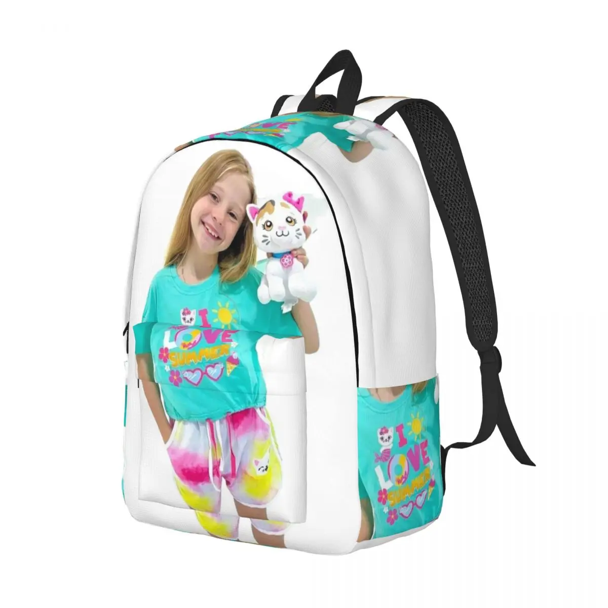 

Nastya With Cat Backpack Daypack Large Capacity Kids BookBag School Bag Shoulder Bags for Men Women