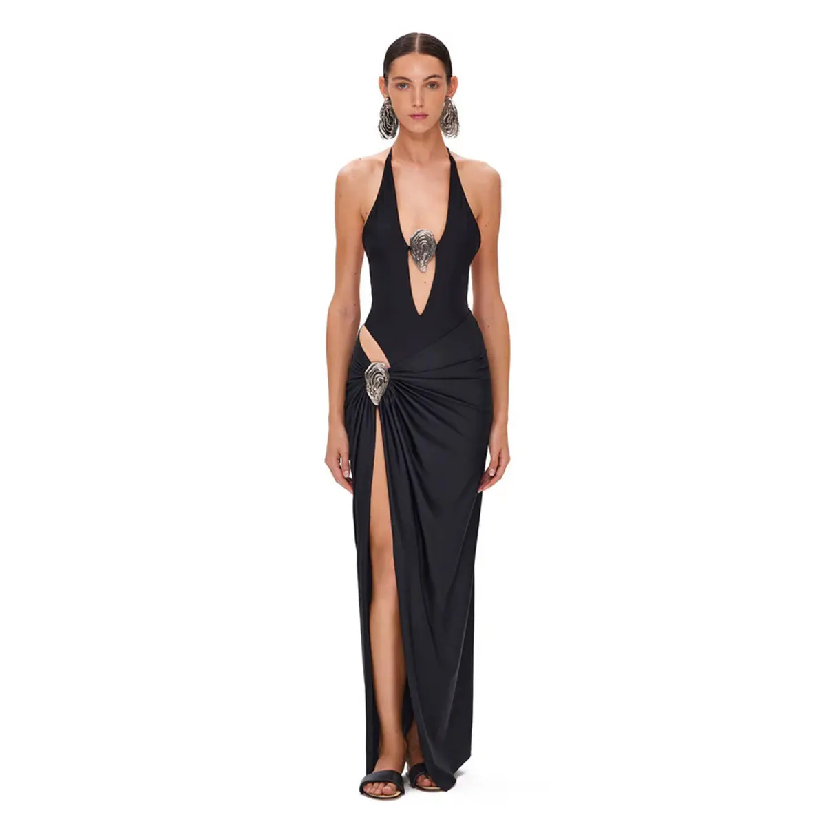 Sexy Deep V Neck Swimsuit With Skirt Women 2 Pcs Suits 2025 High Leg Backless Swimwear Fashion Female Holiday Beachwear Outfits