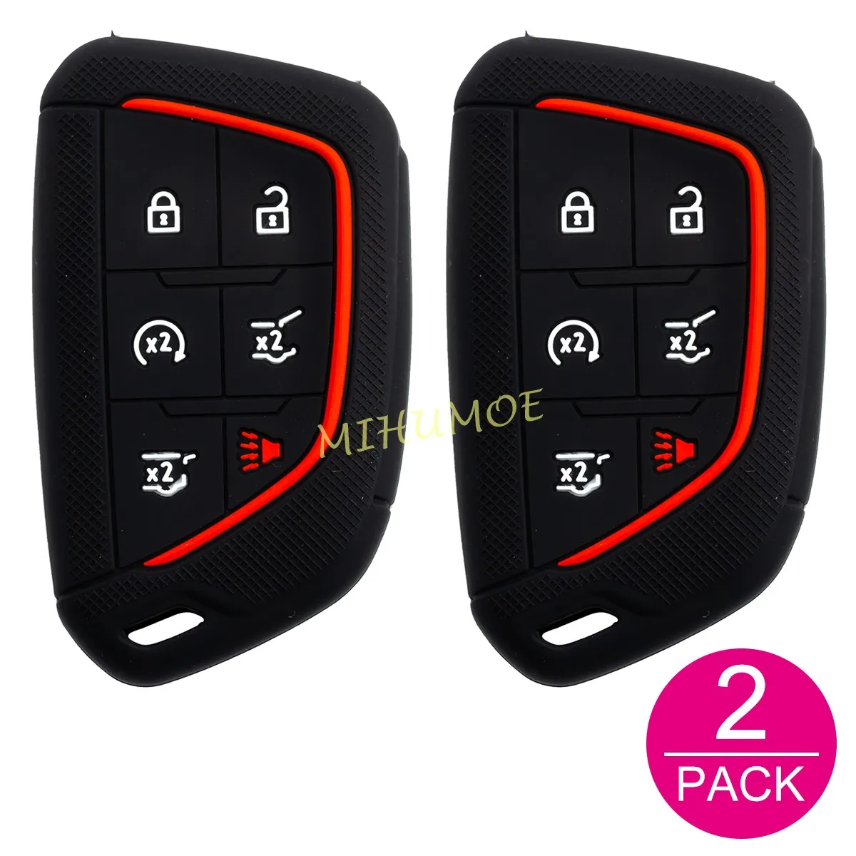 Voor Cadillac Escalade 2021 2022 2023 2024 2025 Siliconen Auto Afstandsbediening Sleutel Case Cover Houder Sleutelhanger Ring Accessoires 6 knoppen