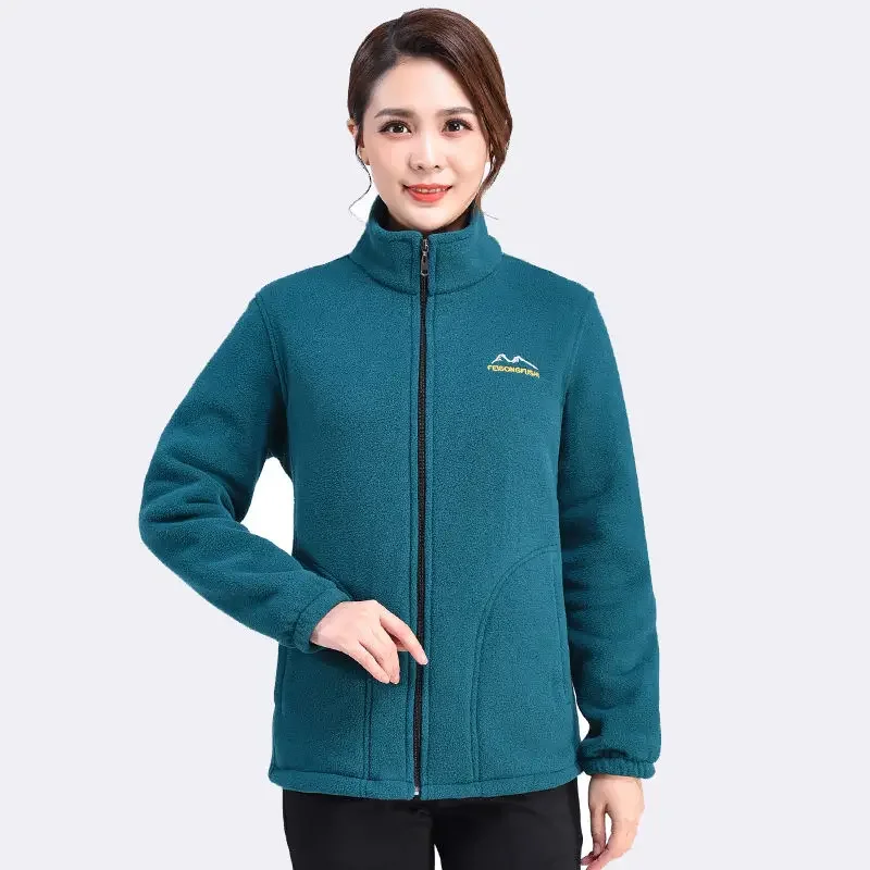 Autumn Winter Fleece Jacket Women Clothing Zipper Sweatshirt Warm Long Sleeve Thick Cardigan Sport Outdoor Warm Sweatshirt New