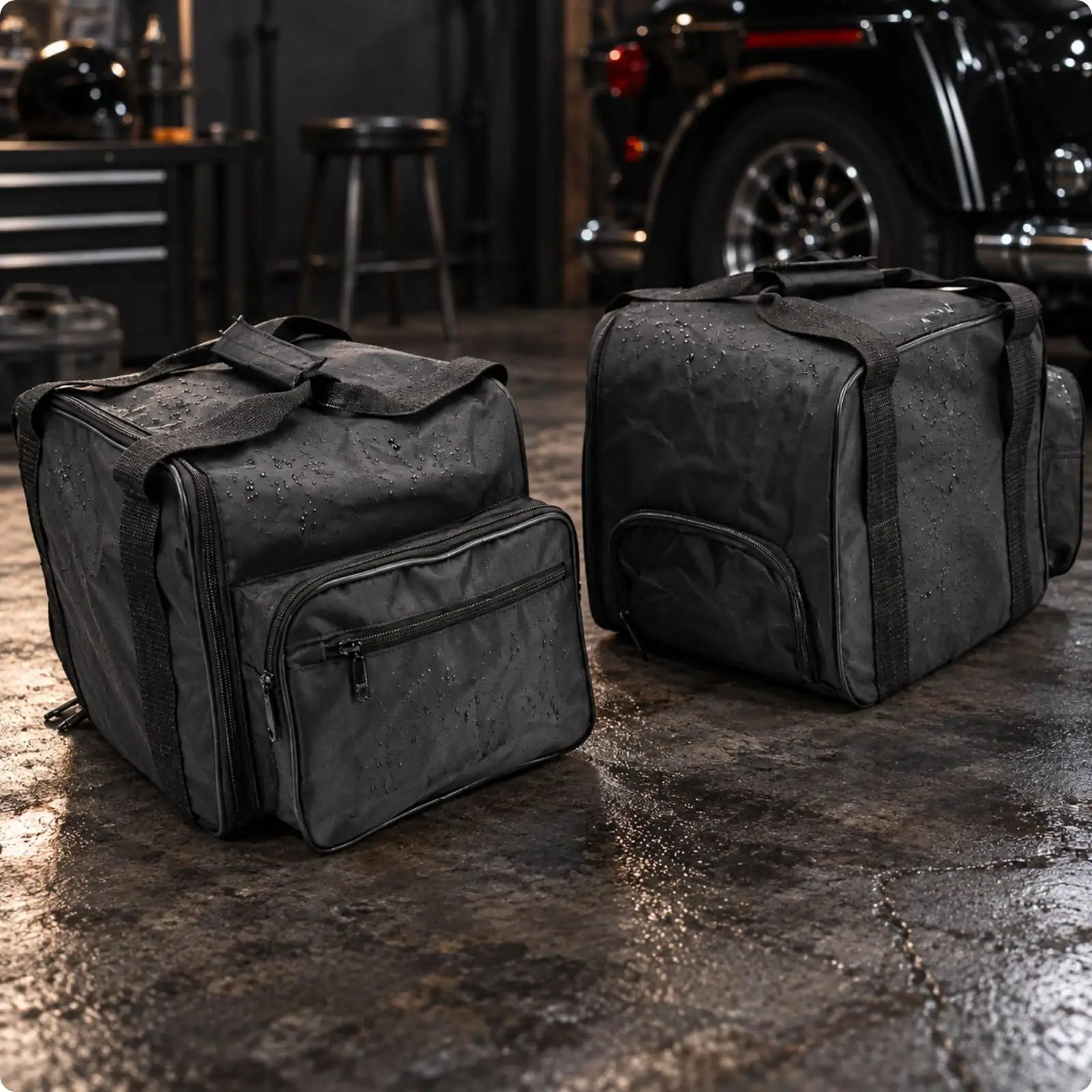 Motorcycle Trike Side Pouch Liner Bag with Lined Clothing Section Waterproof Textile Organizer for Travel Gear Compatible with