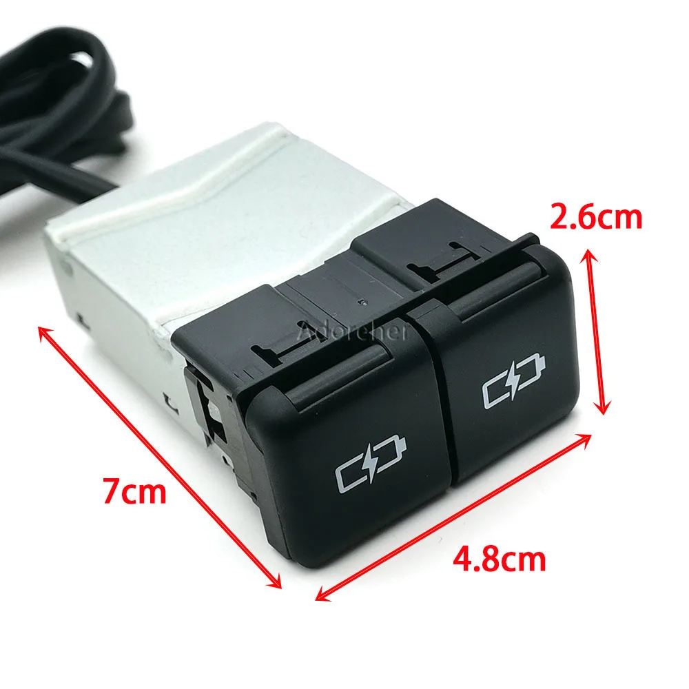 1PC Car Charger Socket Dual Type-C Phone Charging Adapter Cable For Toyota Camry Avalon Highlander Levin RAV4
