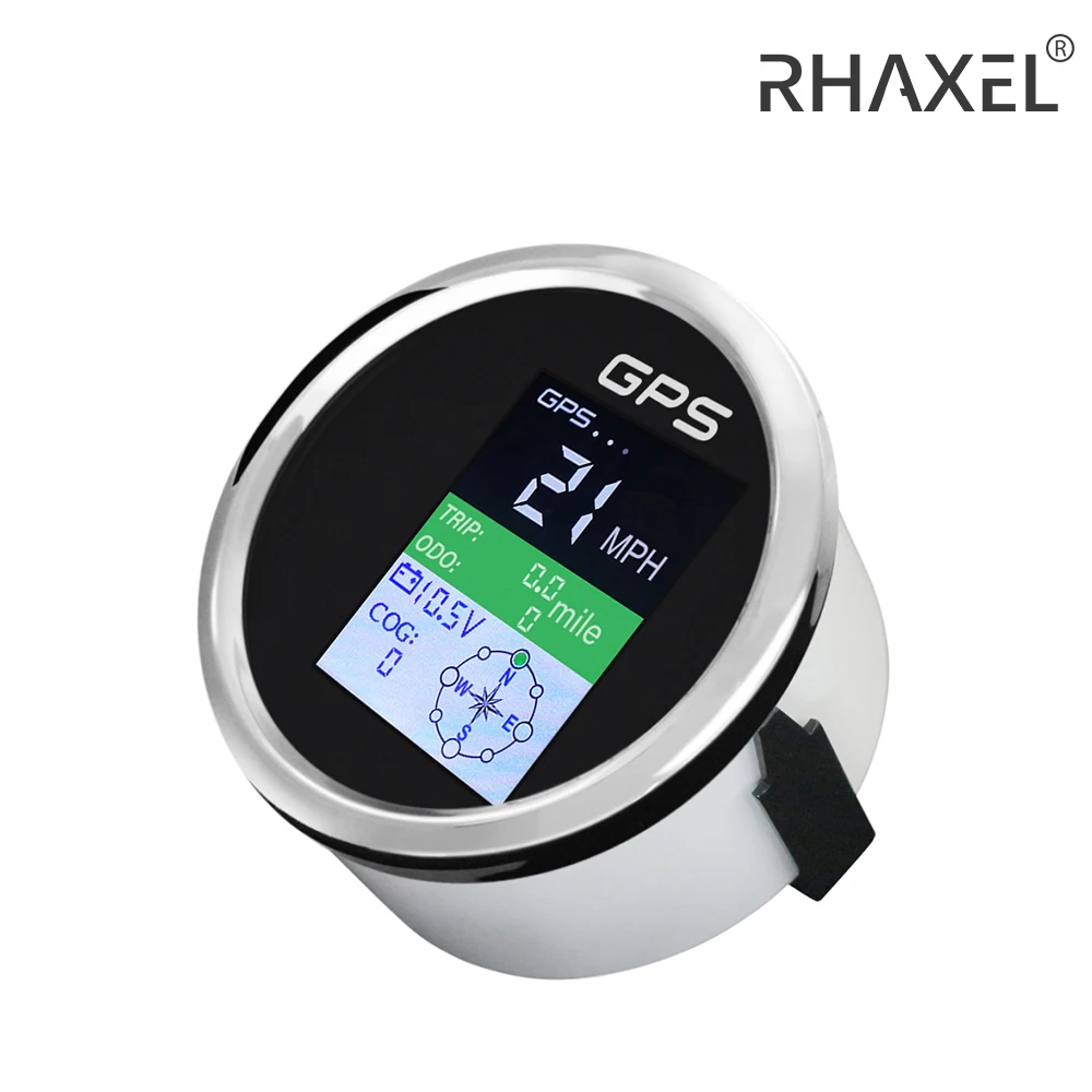 RHAXEL HD 85mm Waterproof Digital GPS Speedometer Odometer 0-999km/h MPH Knots with Voltmeter 12V 24V