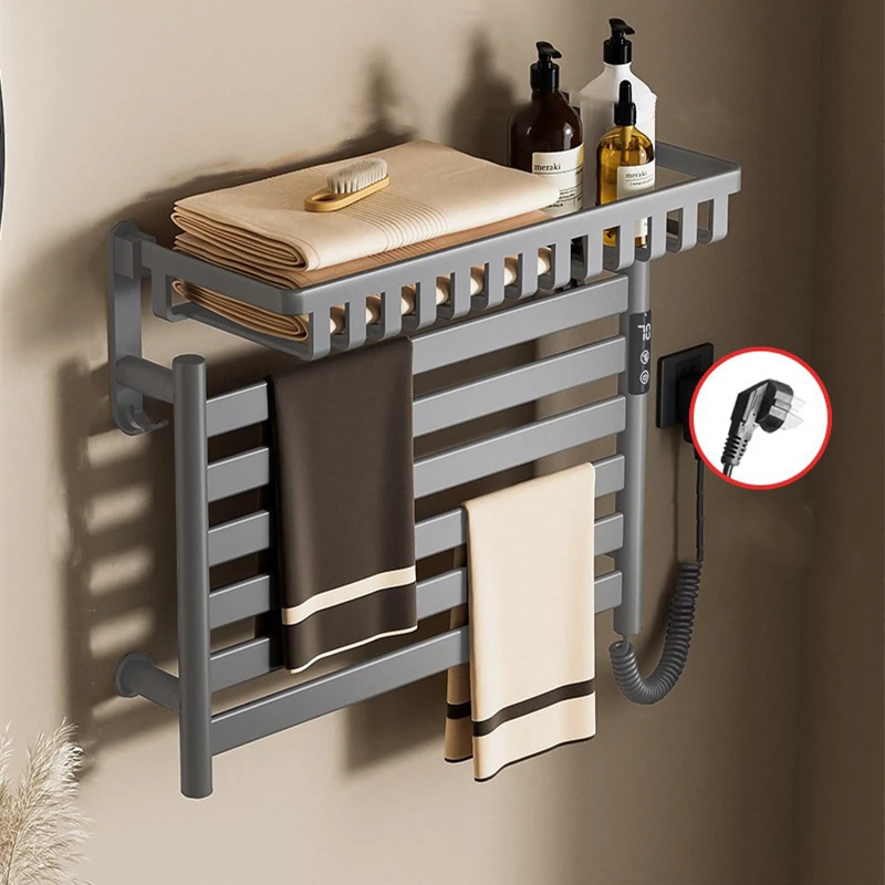 Intelligent Electric Towel Rack Bathroom Towel Rack Home Free Perforated Towel Heater Wall Mounted Bathroom Towel Drying Rack