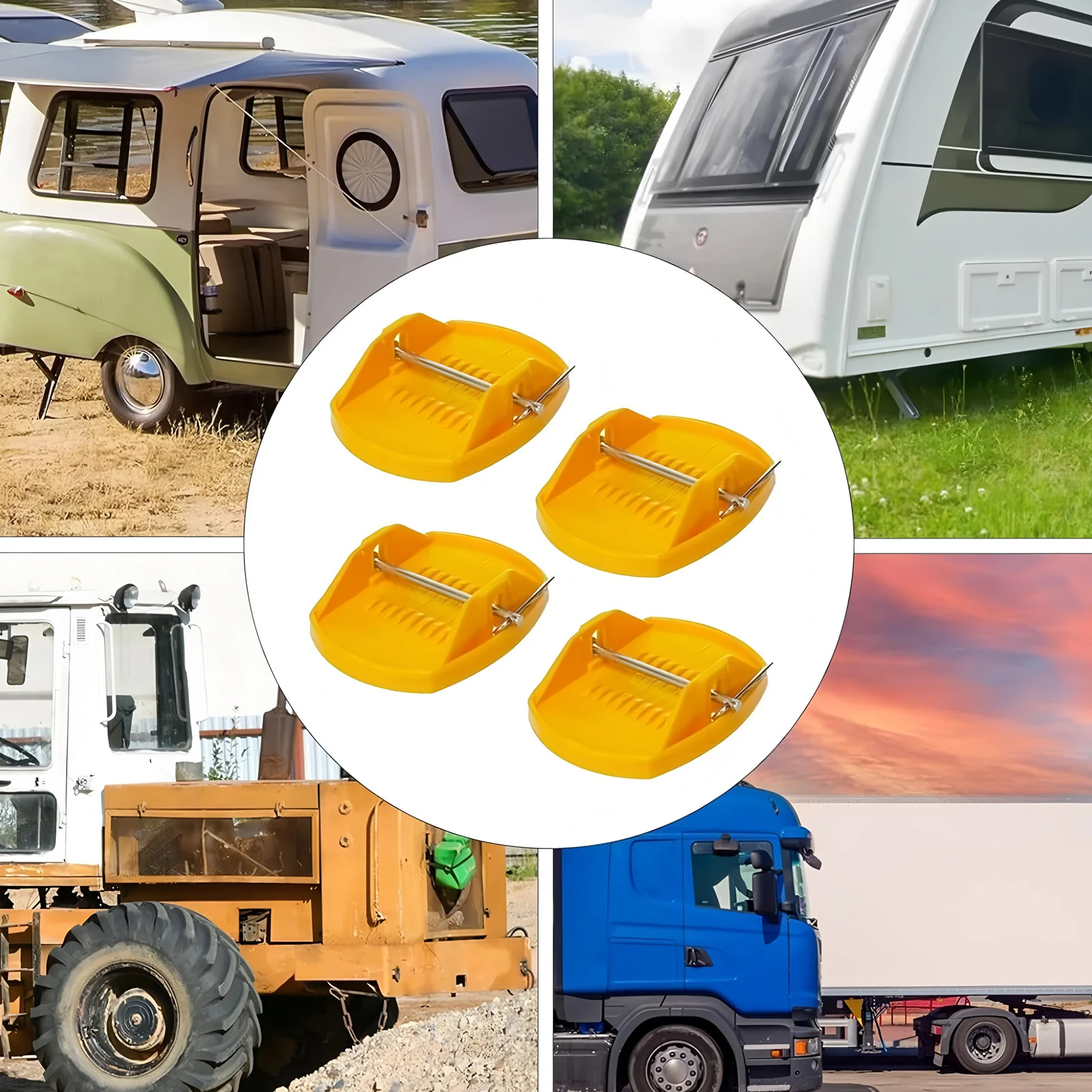 4PCS RV bracket universal jack support stock leg sinking balance pad caravan anti sinking support