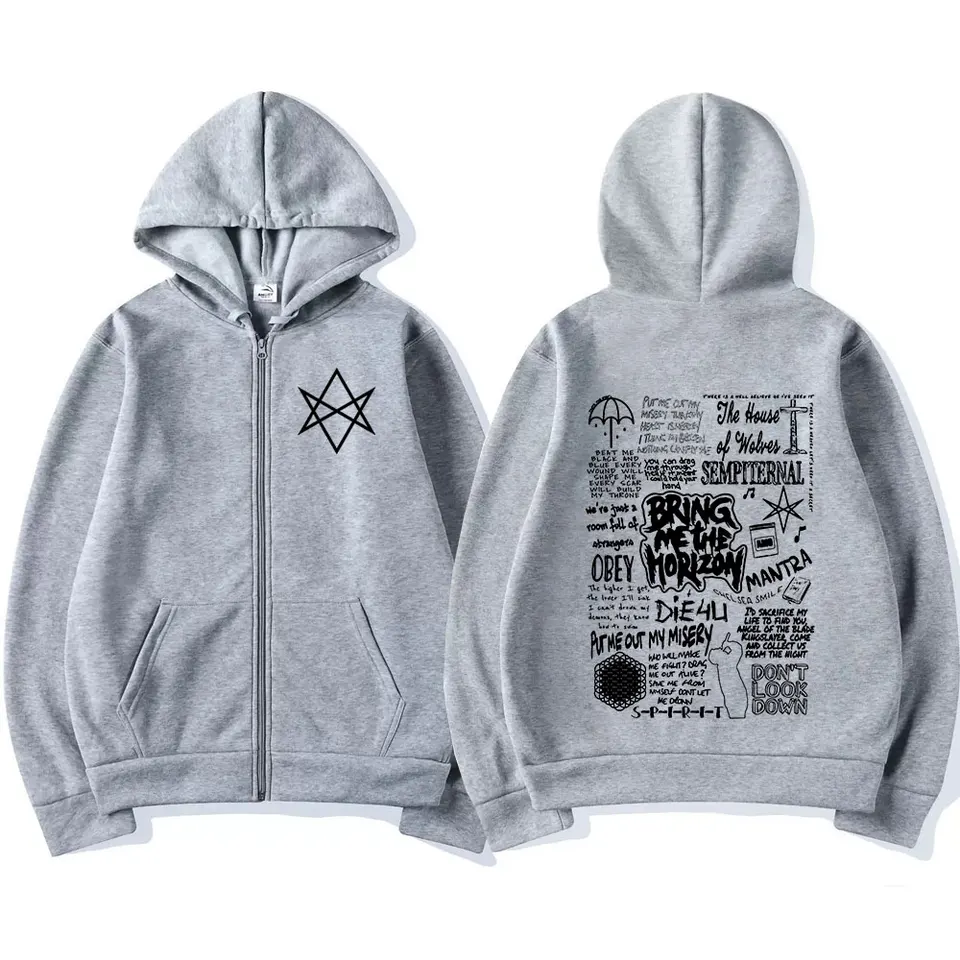 BringMe TheHorizon Zipper Hoodies BMTH Heavy Metal Rock Band Zip