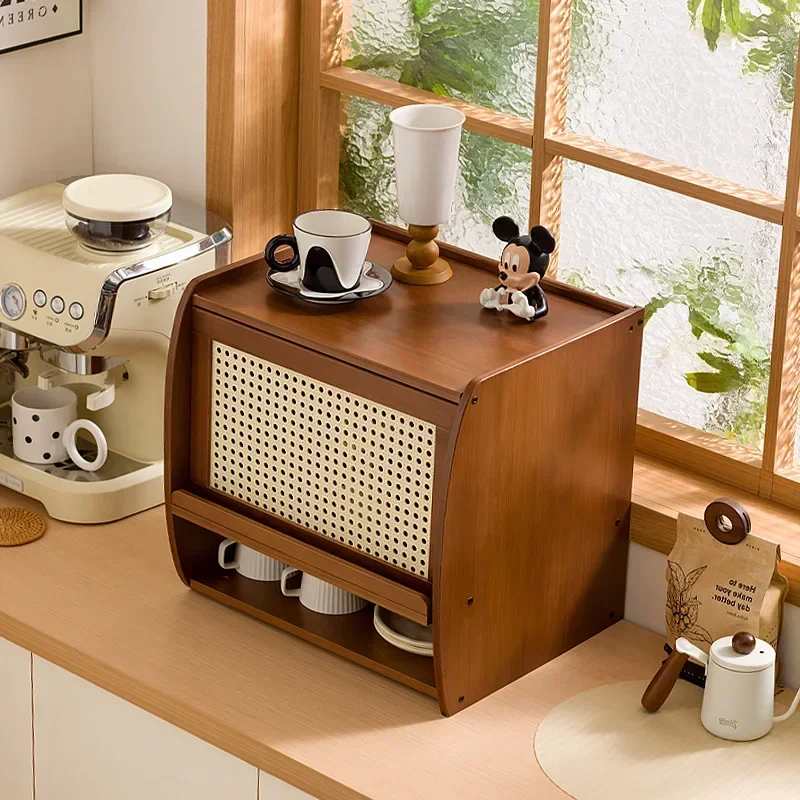 Durable Kitchen dust tea set coffee cup storage cabinet Japanese kitchen desktop sundries cosmetics storage box dust bowl