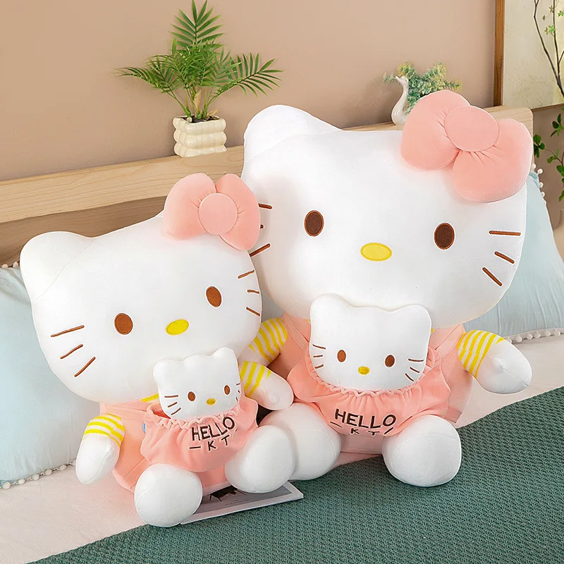 Sanrio Hello Kitty Plush Anime Peripheral Toy Doll Mother Son Kt Cat Cloth Doll Exchange Puppet Christmas Gift Toy For Child