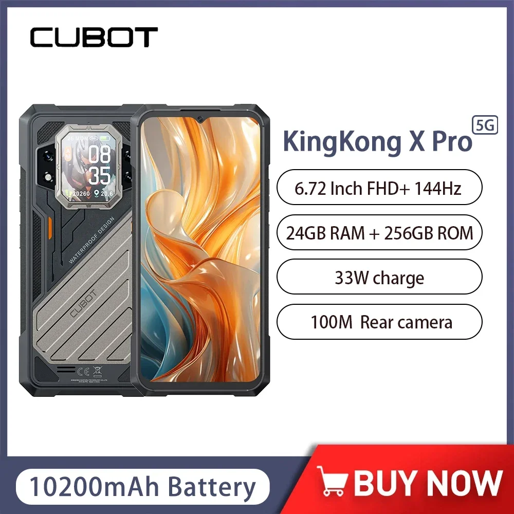 CUBOT KINGKONG X PRO Robuuste smartphone 10200 mAh 24 GB + 256 GB Mobiele telefoon Android 14 100 MP 6,72 inch scherm 144 Hz 5G mobiele telefoon NFC