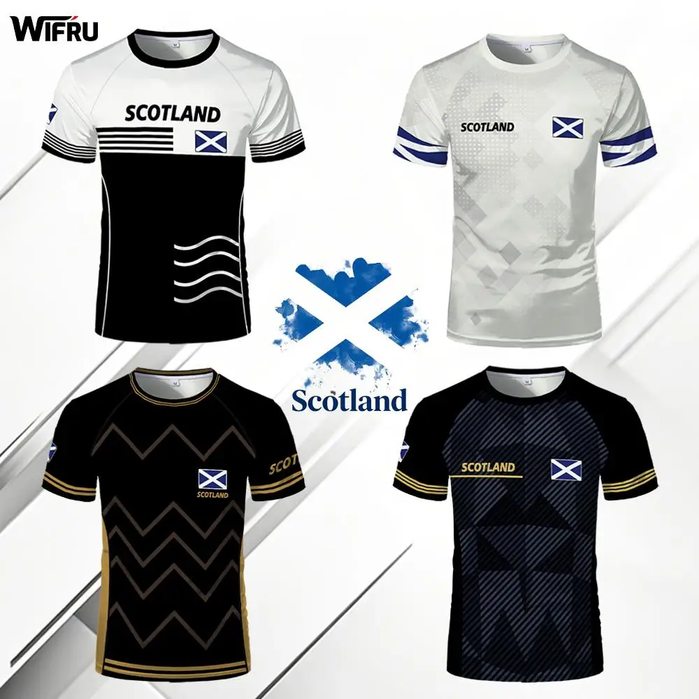 New Scotland Flag Sporty Style T-Shirt Quick Dry Breathable Sport Jersey Men's Women's Summer Casual Street Short Sleeve Tops