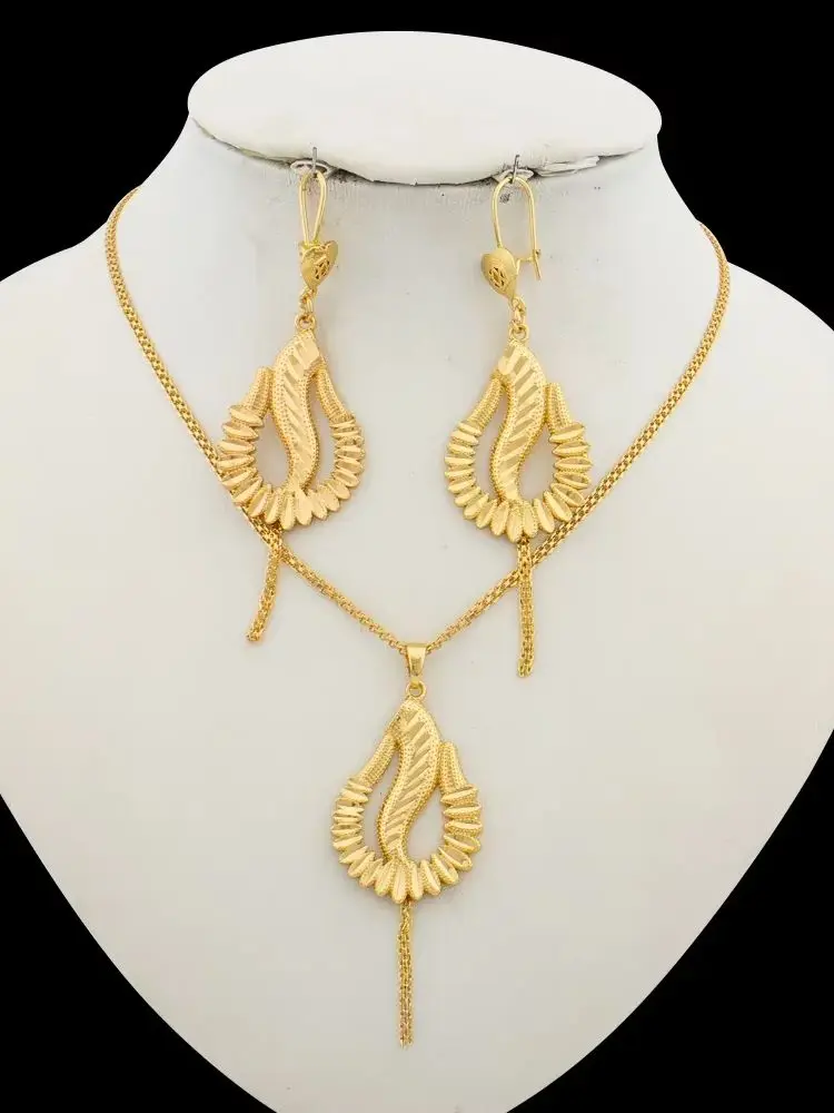 YM Ensemble de bijoux de couleur pour mariages, boucles d'oreilles et collier africains, ensemble de 2 pièces pour fête de fiançailles, accessoires de bijoux 3