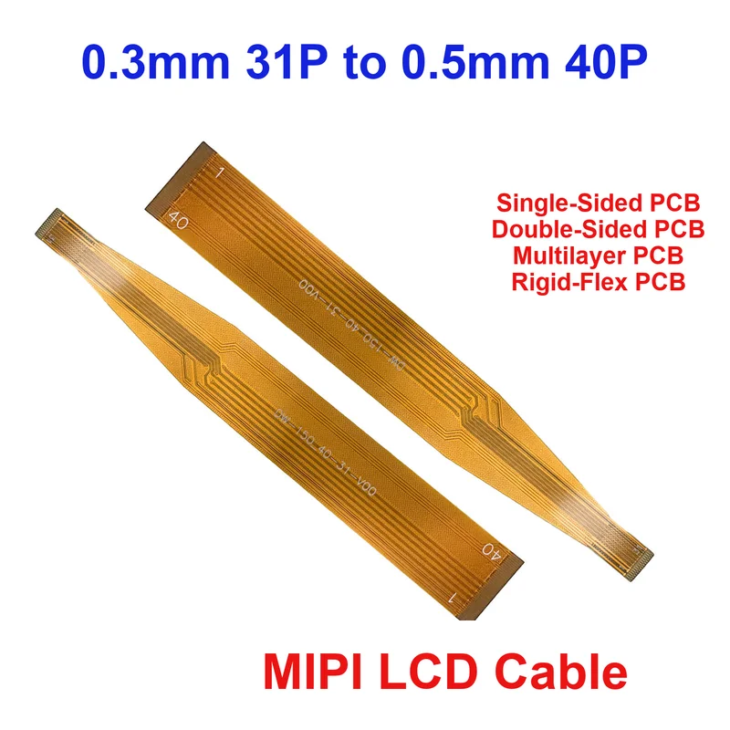 SQ101B331M-D940 10.1 Inch LCD FPC MIPI Test Cable 0.5mm 40P to 0.3mm 31P Same Side 150mm