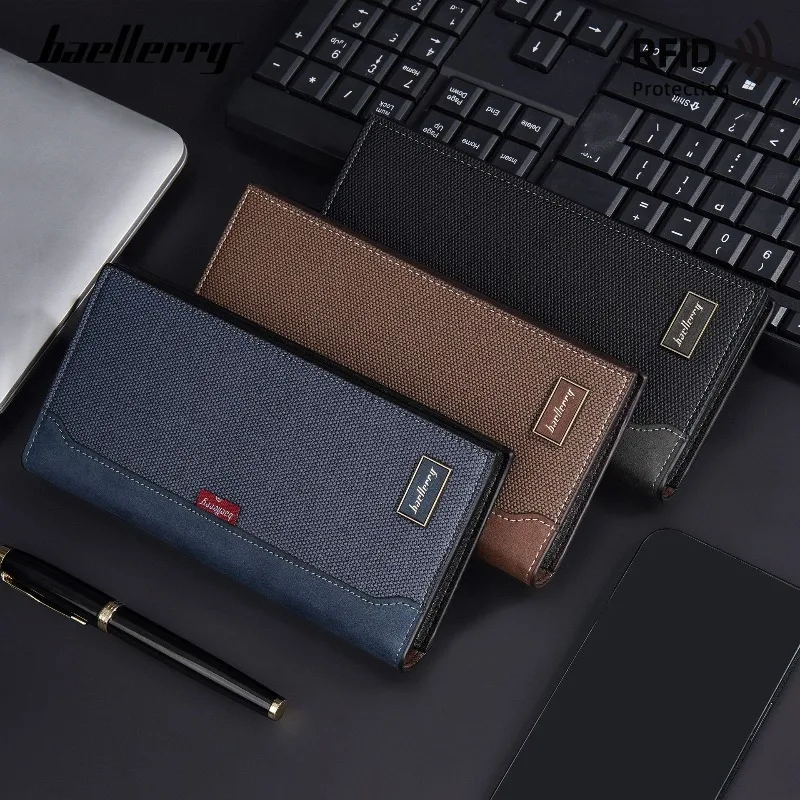 Baellerry RFID Men's Business Long Wallet Multi-Function Coin Purse Large Capacity Clutch Bag Multi-Slot Card Holder