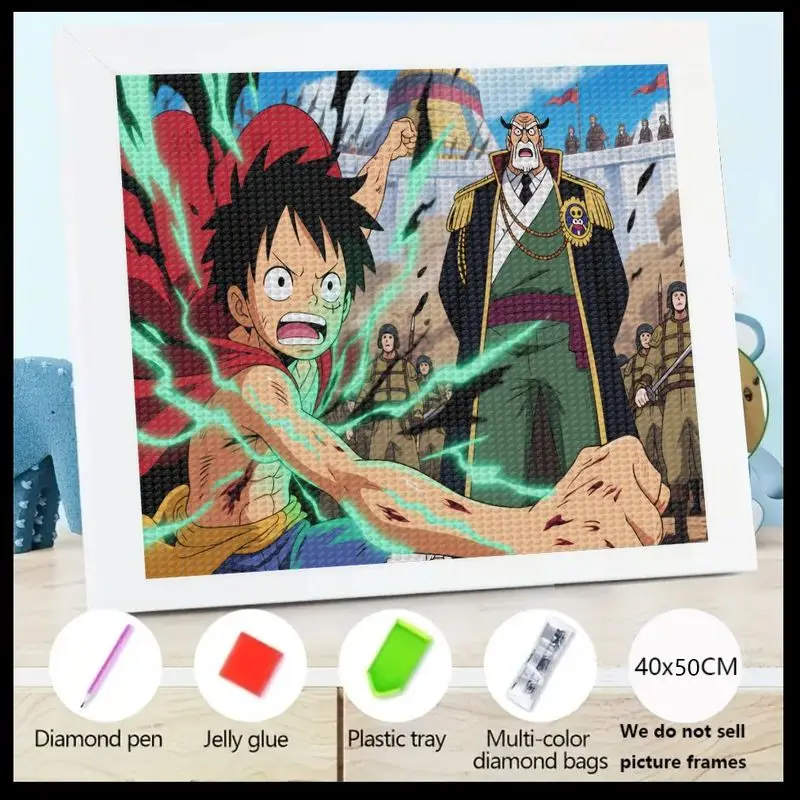 

1 шт. 5D DIY Набор алмазной живописи, аниме One Piece Monkey D. Luffy Full Drill Diamond Art для взрослых и подростков, Эпическая боевая сцена Cr