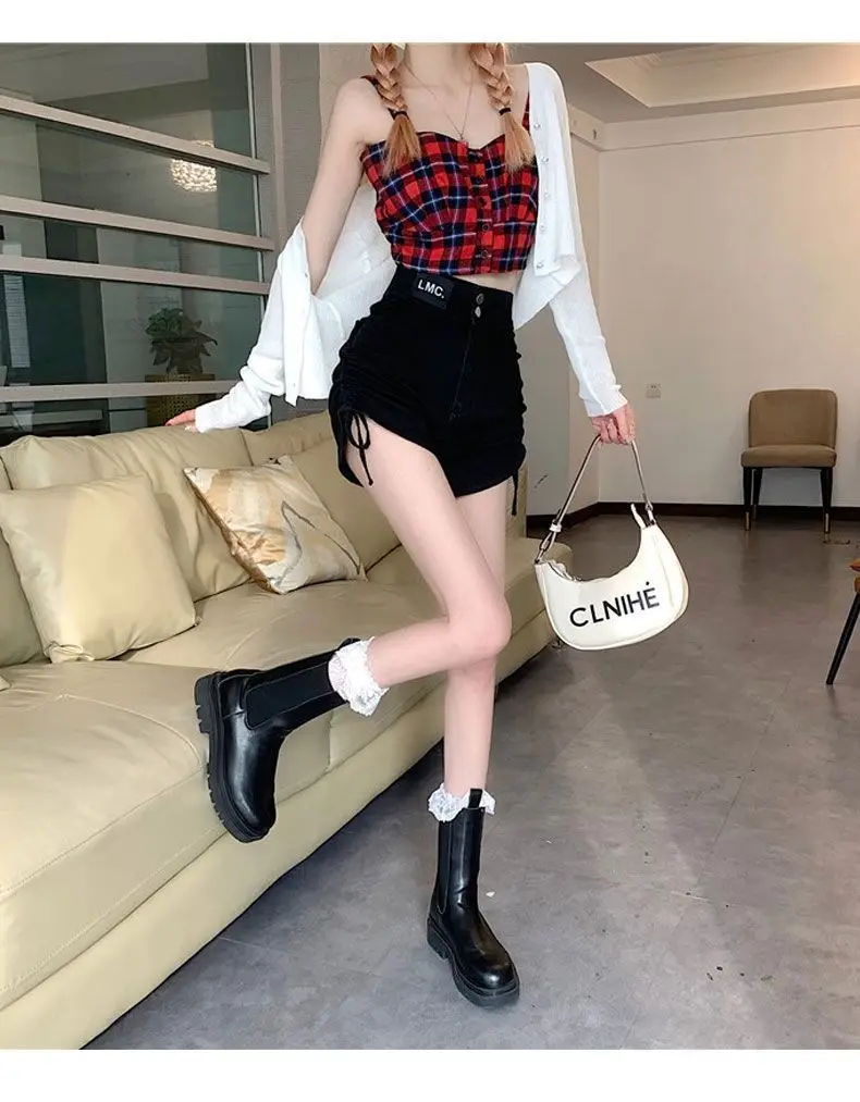 Shorts Womens Denim Vintage Raw Hem Hotpants Festival American Trend Summer Streetwear For Music Lovers And Party Nights Jorts