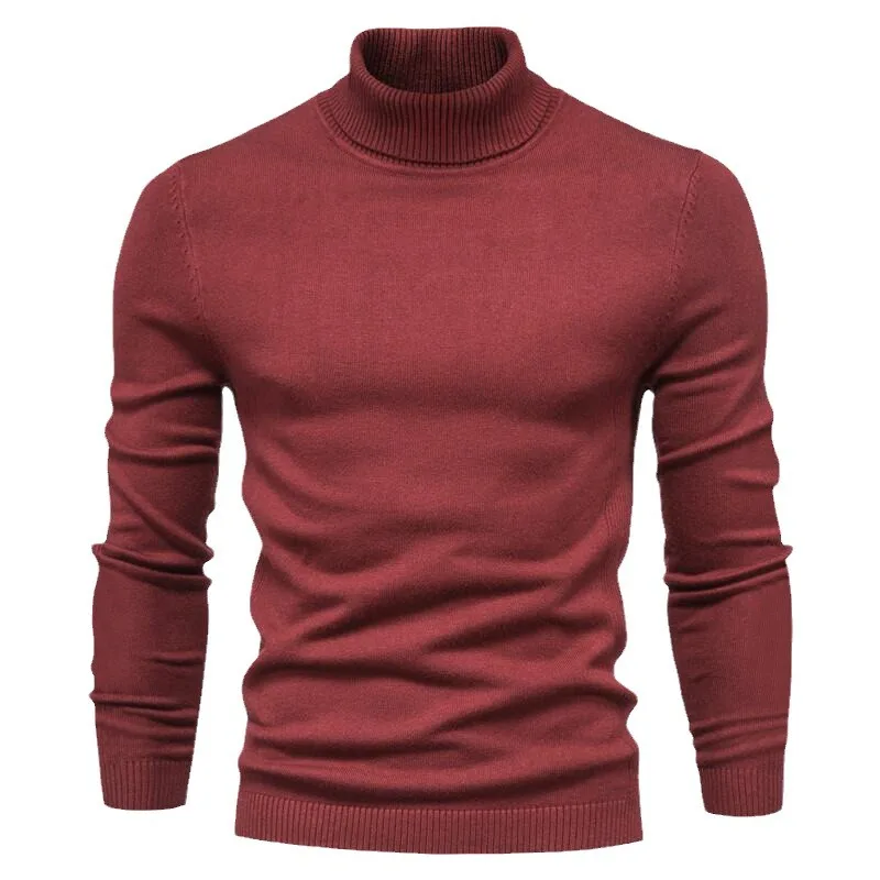 New European and American Men's Sweaters for Autumn and Winter, Base Layer Sweaters, Slim Fit High Neck Casual Inner Sweaters