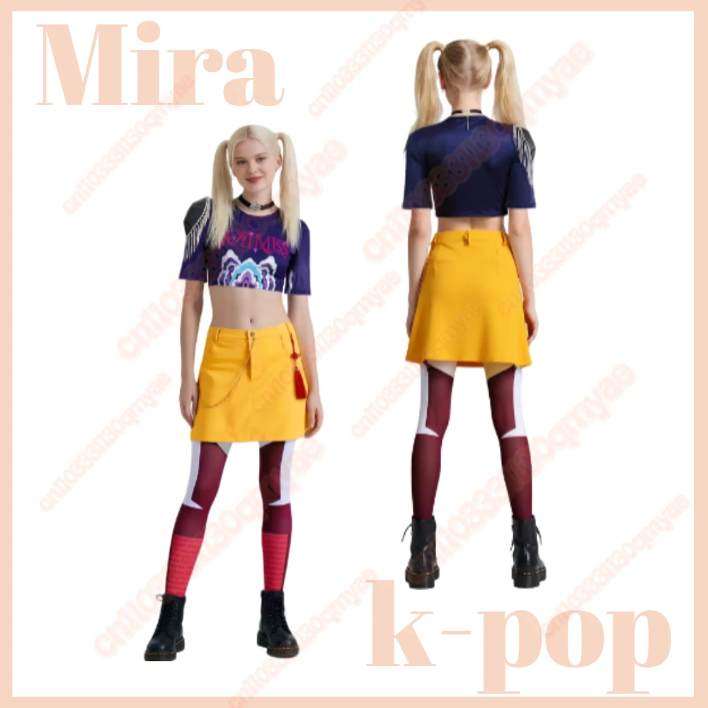 

Комплект костюмов для косплея Mira для K-Pop: футболка «Охотники на демонов», футболка, перчатки, юбка, кулон, наряд, униформа, Хэллоуин, карнавал, вечеринка