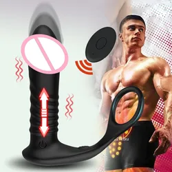 Vibrador Anal con Control remoto, tapón telescópico, masajeador de próstata, retraso de la eyaculación, Anillo para el pene, juguetes sexuales para Men18, Sex Shop,,Vibrvibranal telescópico estimulde próstata de Butt P