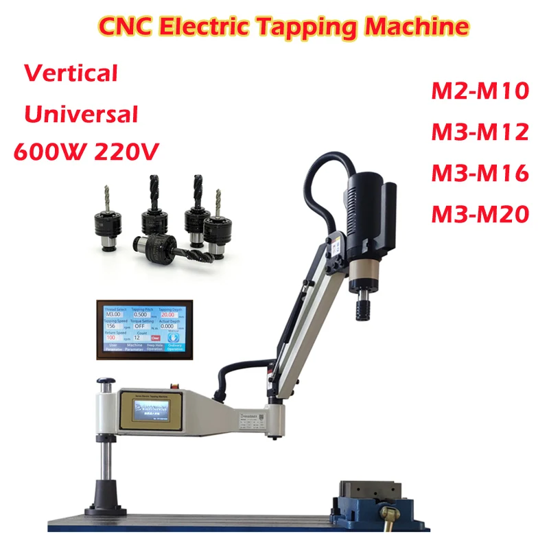 

M2-M20 600W CNC Electric Tapping Machine Servo Motor Electric Tapper Drilling with Chucks Easy Arm Power Tool Threading Machine